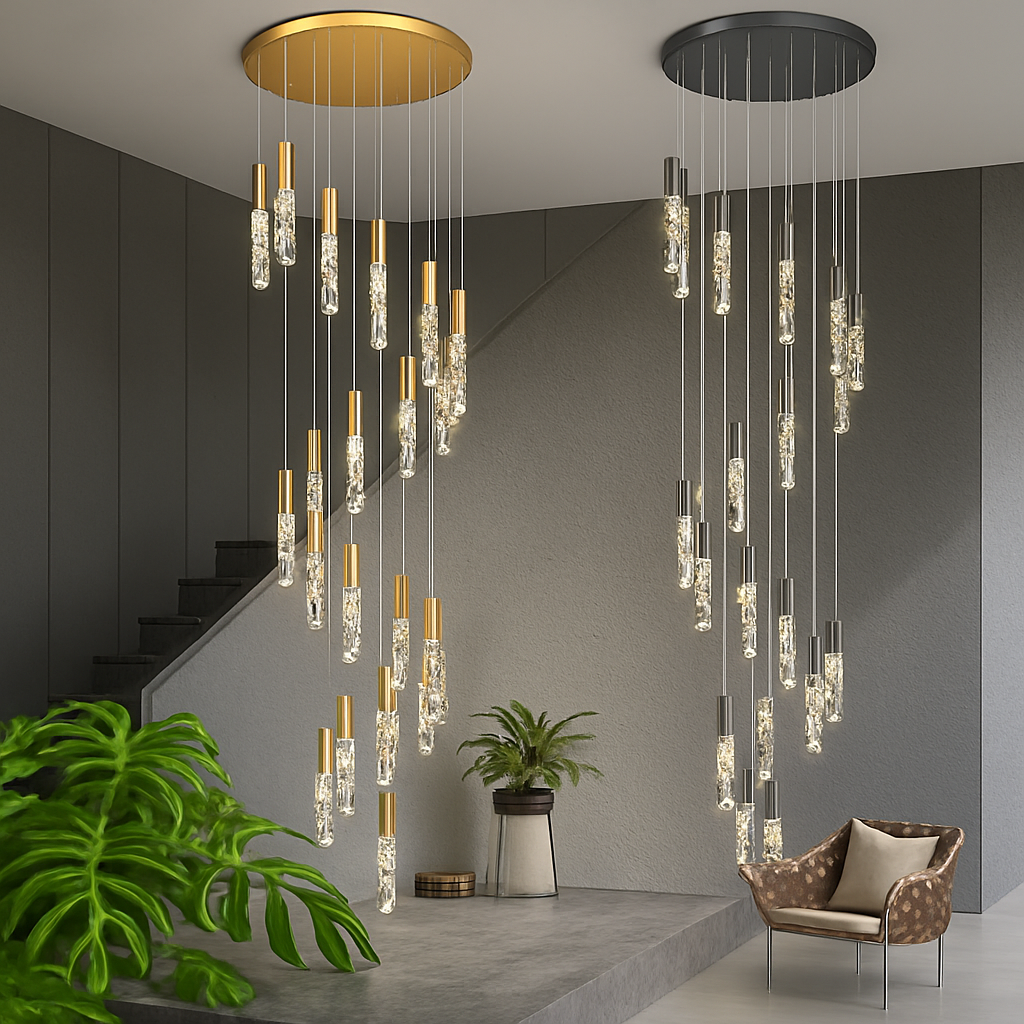Crystal staircase pendant light