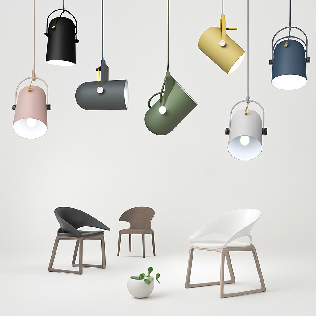 Coloured aluminium pendant spotlight