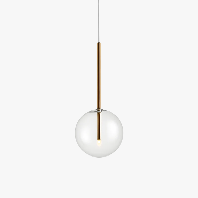 Designer pendant light with suspended glass globe Dixie