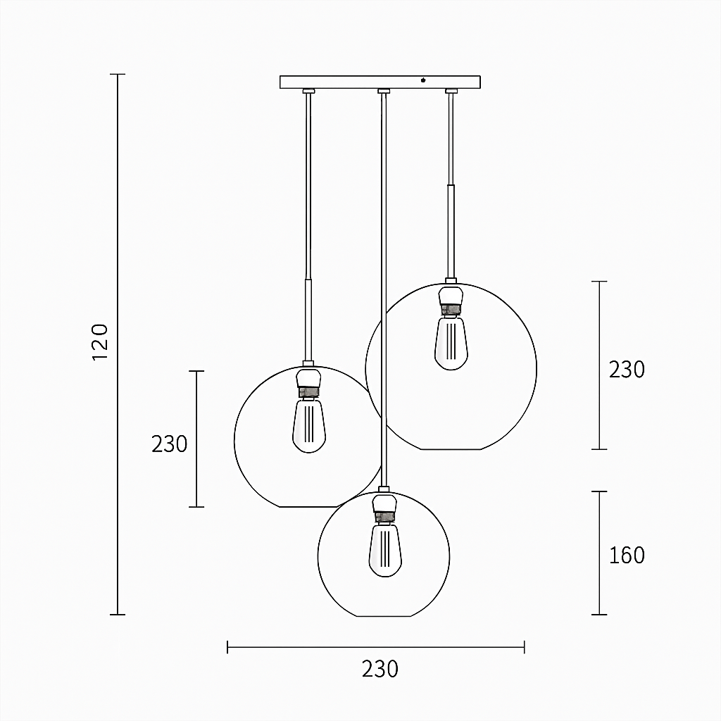Loft amber glass ball design pendant light - vue 8 sur 8