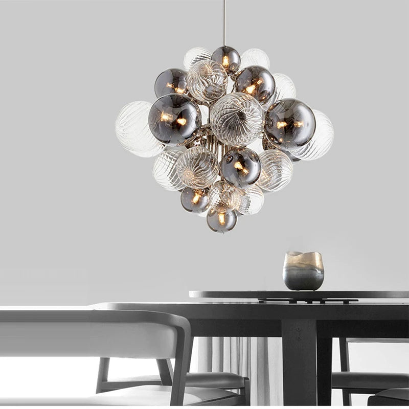 Modern glass bubble pendant light with LED