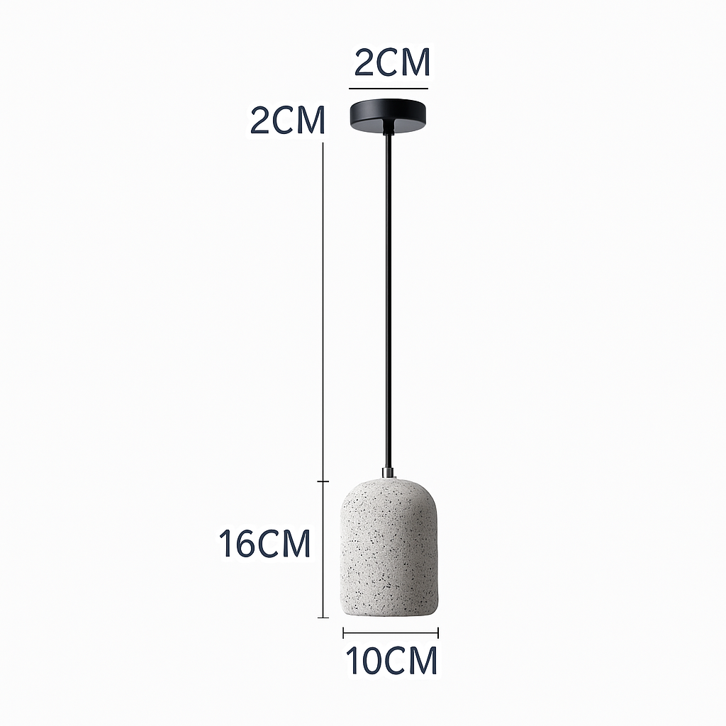 Cylindrical terrazzo-effect cement LED pendant light