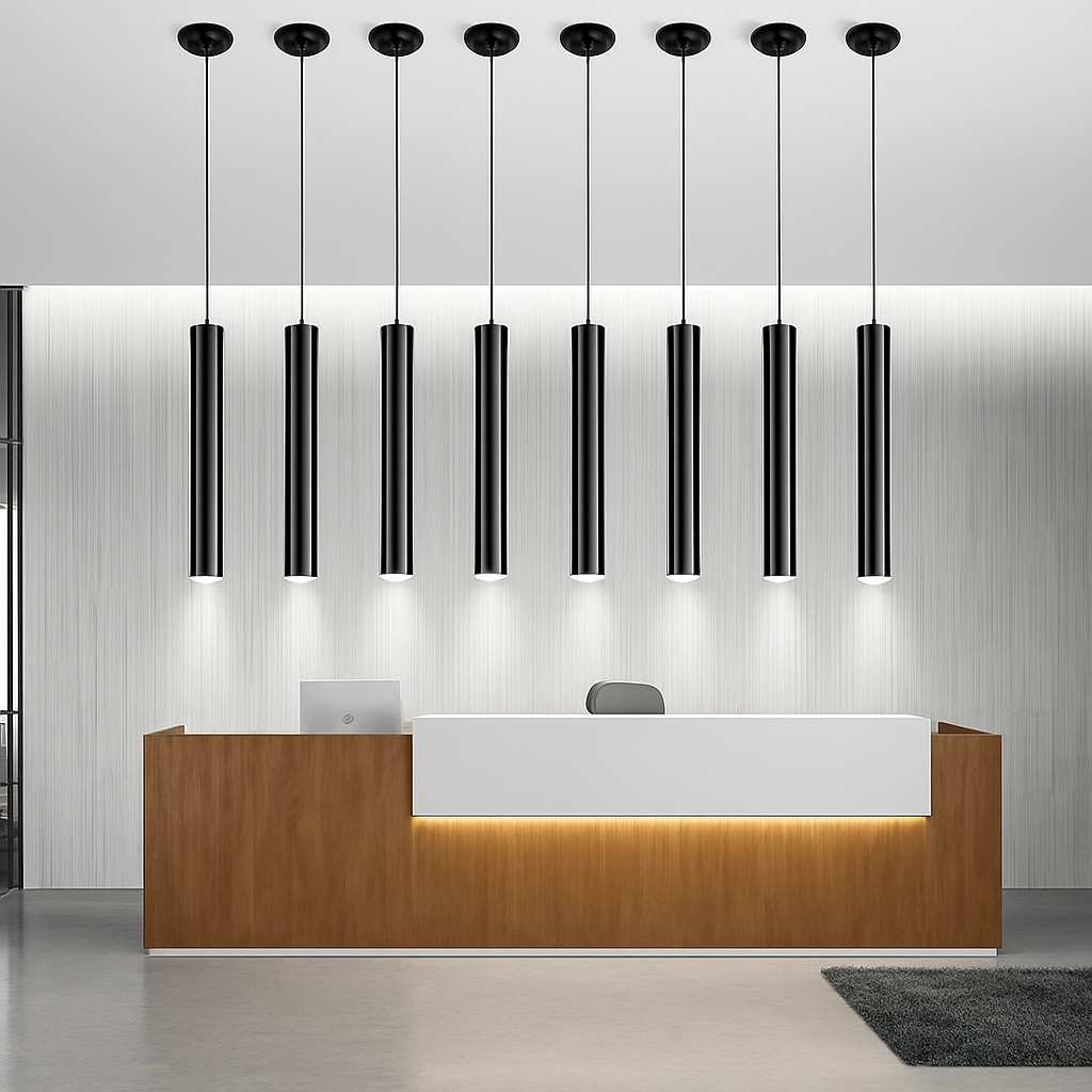 Cylindrical designer suspension light with LED Cob - vue 5 sur 8