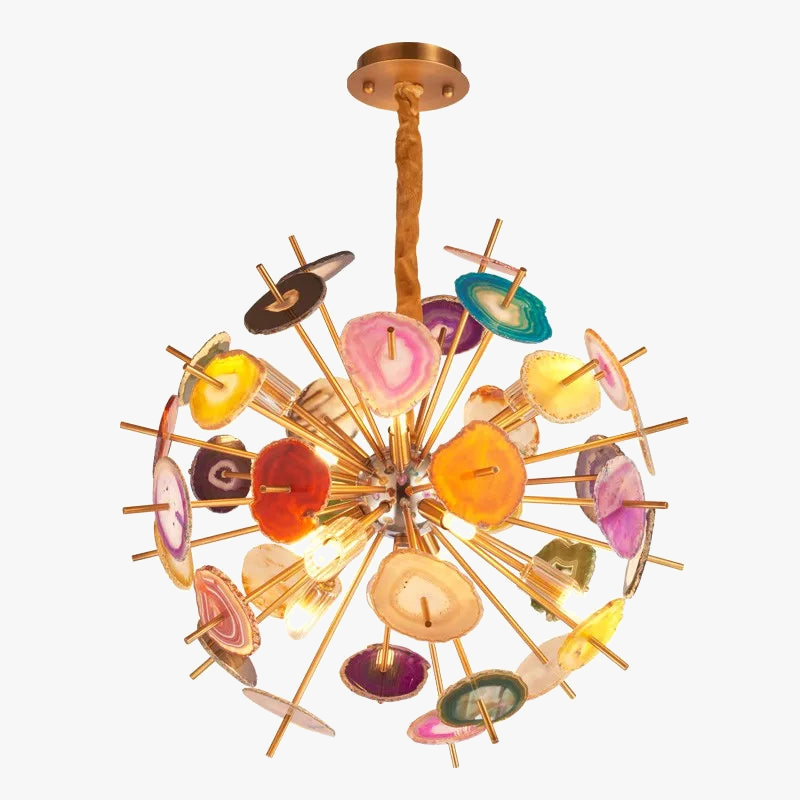 Elegant agate and iron designer pendant light for interiors