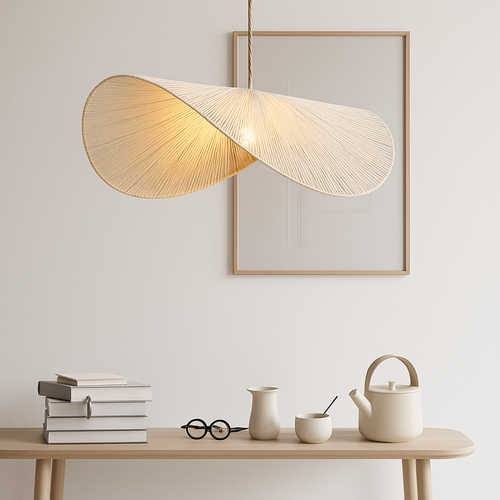 Handwoven bamboo designer pendant light - vue 5 sur 5