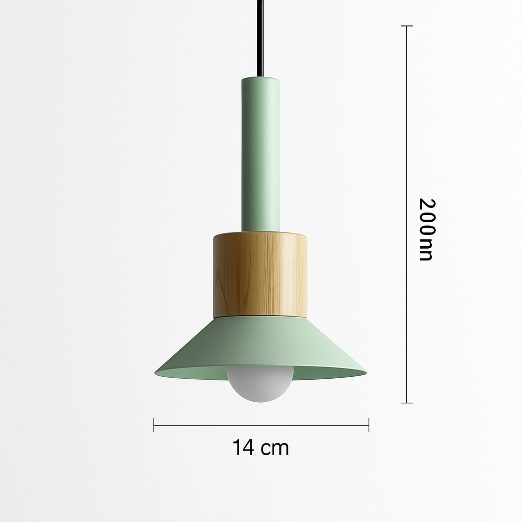 Designer wooden and metal pendant light in various shapes window - vue 11 sur 17
