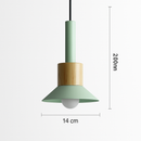 Designer wooden and metal pendant light in various shapes window