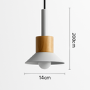 Designer wooden and metal pendant light in various shapes window