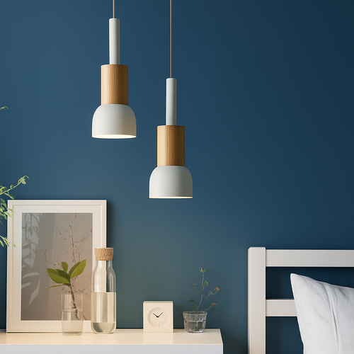 Designer wooden and metal pendant light in various shapes window - vue 5 sur 17