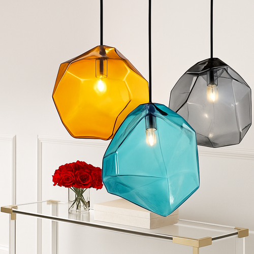 Geometric coloured glass pendant light - vue 4 sur 8