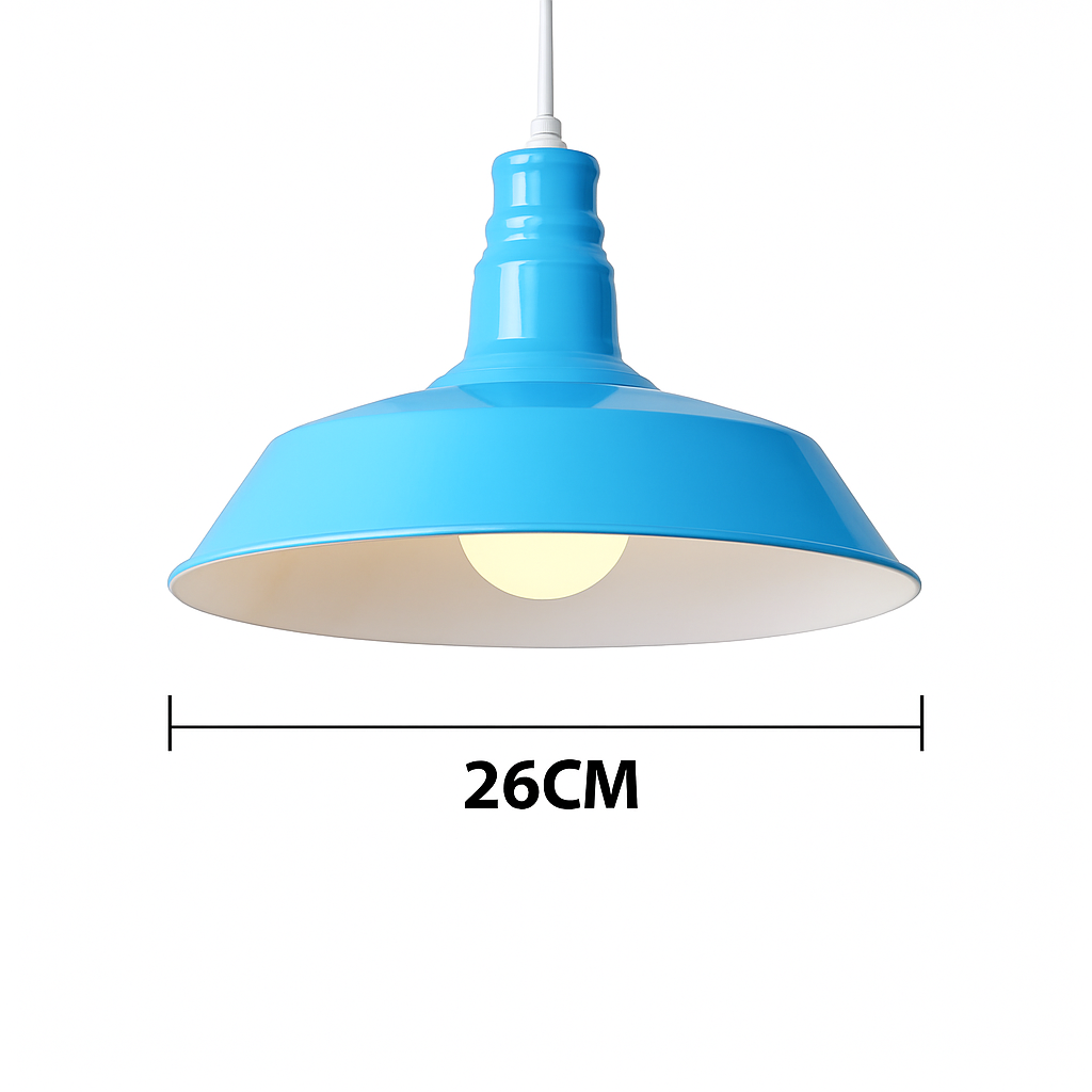 Designer LED pendant light with colourful macaron shade loft style - vue 3 sur 9