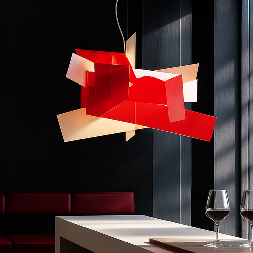 Designer LED pendant light with several colored plates Italian Lofty - vue 6 sur 9