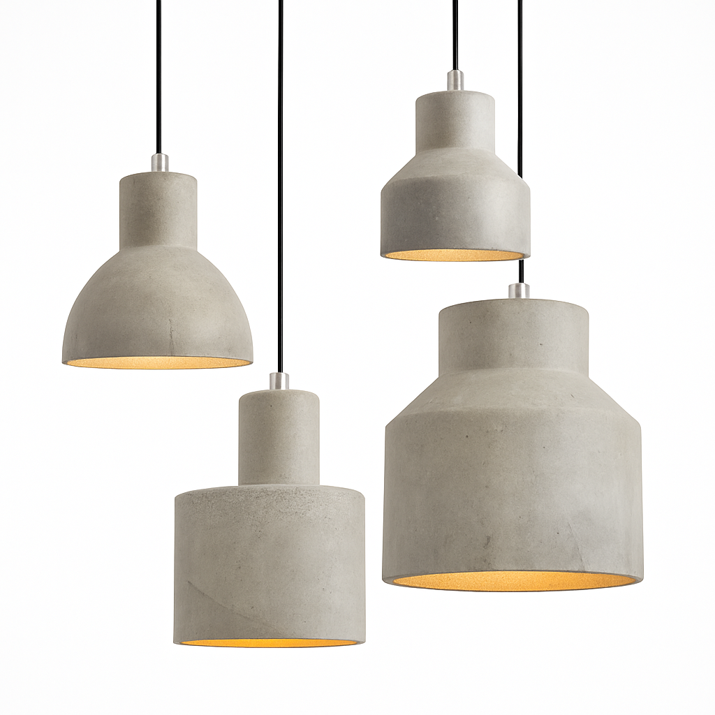Designer LED cement pendant light (several shapes) - vue 3 sur 11