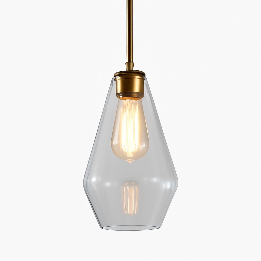 Designer LED pendant light in metal and glass, various shapes - vue 8 sur 13