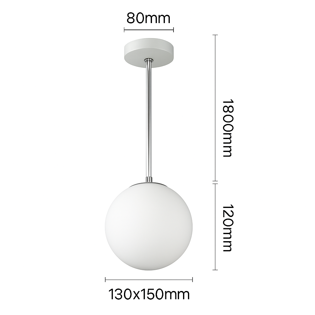 Oval white glass LED pendant light