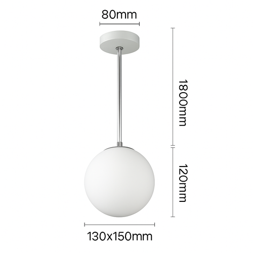 Oval white glass LED pendant light