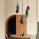 Design LED pendant light with colourful African shapes