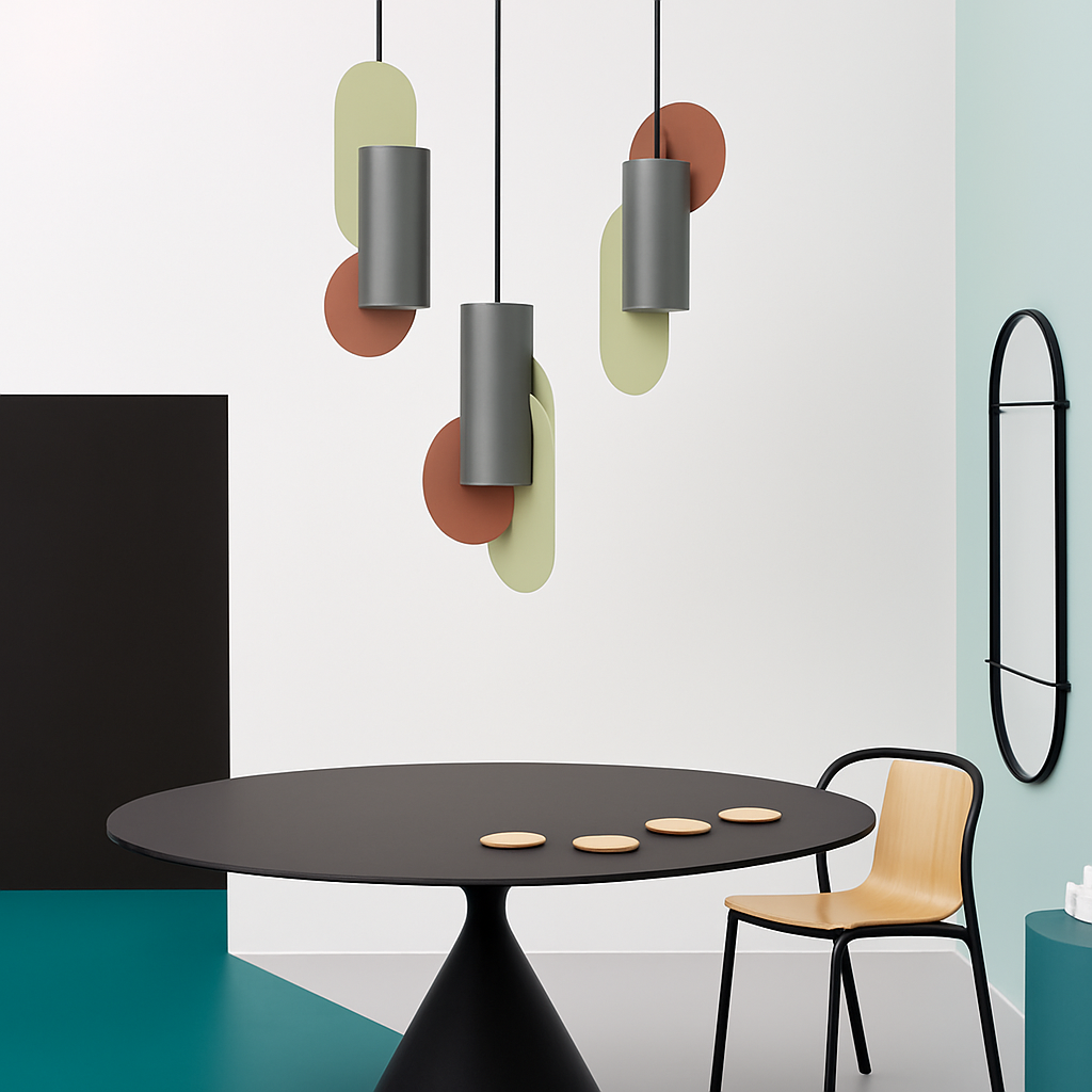 Design LED pendant light with colourful African shapes - vue 4 sur 13