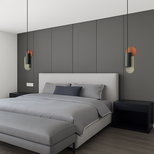 Design LED pendant light with colourful African shapes - vue 6 sur 13