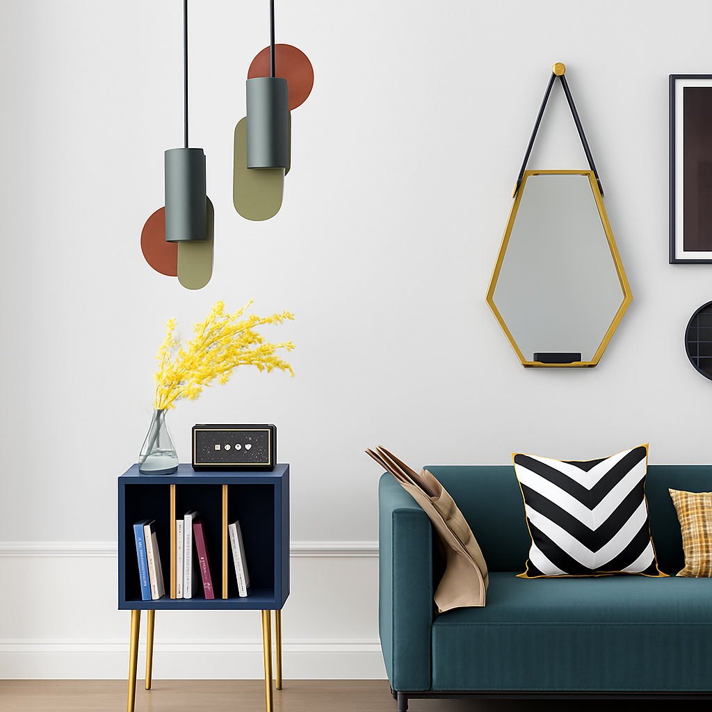 Design LED pendant light with colourful African shapes - vue 6 sur 13
