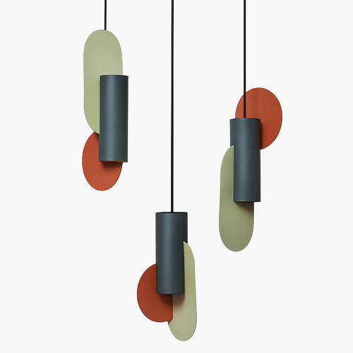 Design LED pendant light with colourful African shapes - vue 9 sur 13