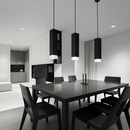 Rectangular LED designer pendant light (black or white)