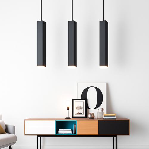 Rectangular LED designer pendant light (black or white) - vue 5 sur 5