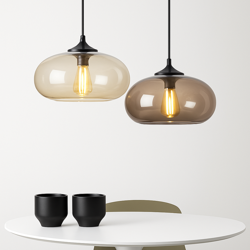 Oval glass designer pendant light ball