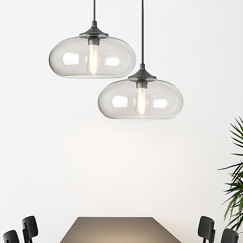 Oval glass designer pendant light ball - vue 4 sur 7
