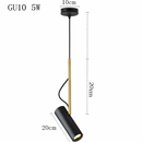 Designer pendant light with adjustable spotlight and gold stem