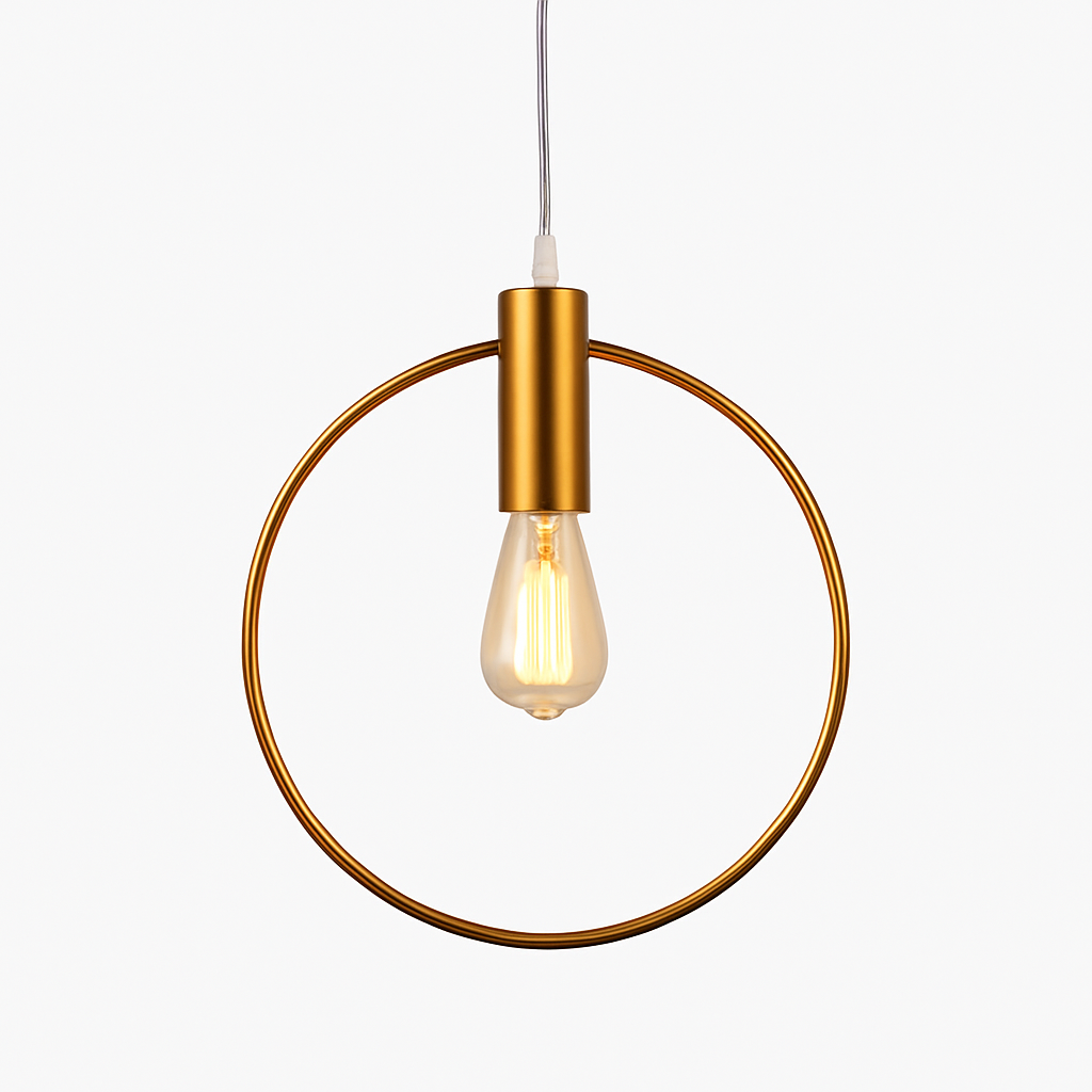 Gold LED round pendant light - vue 7 sur 7