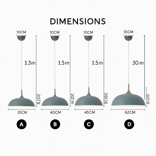 Coloured aluminium pendant light with wood stem wood - vue 14 sur 13