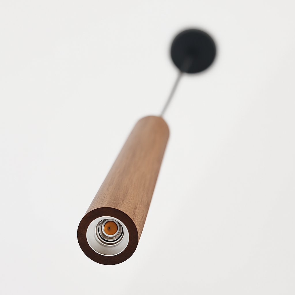Modern wooden pendant light for dining room, restaurant, walnut beech, indoor LED decoration