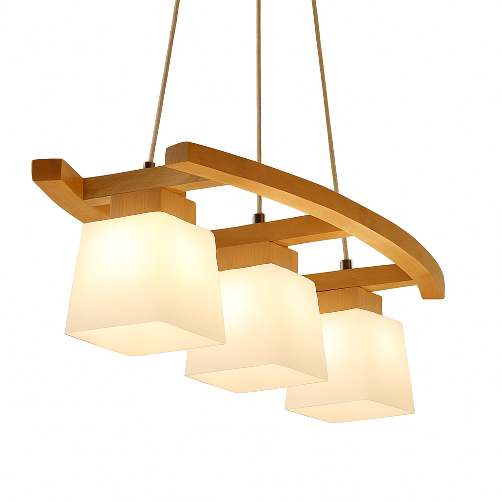 Nordic wood LED pendant light modern Japanese style for dining, living room, kitchen, bar or cafe