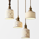 Modern Nordic ceramic pendant light with floral pattern