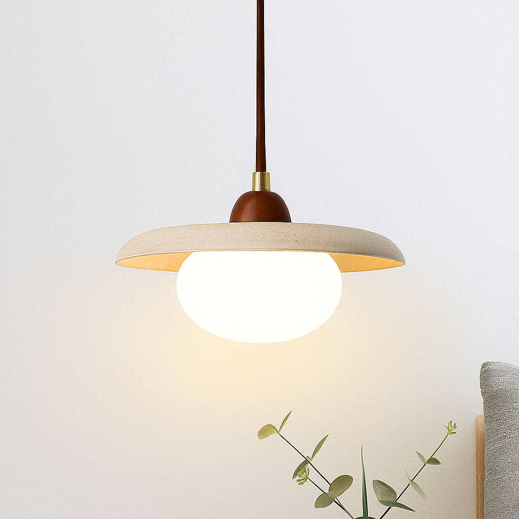 Japanese travertine pendant light - vue 3 sur 7