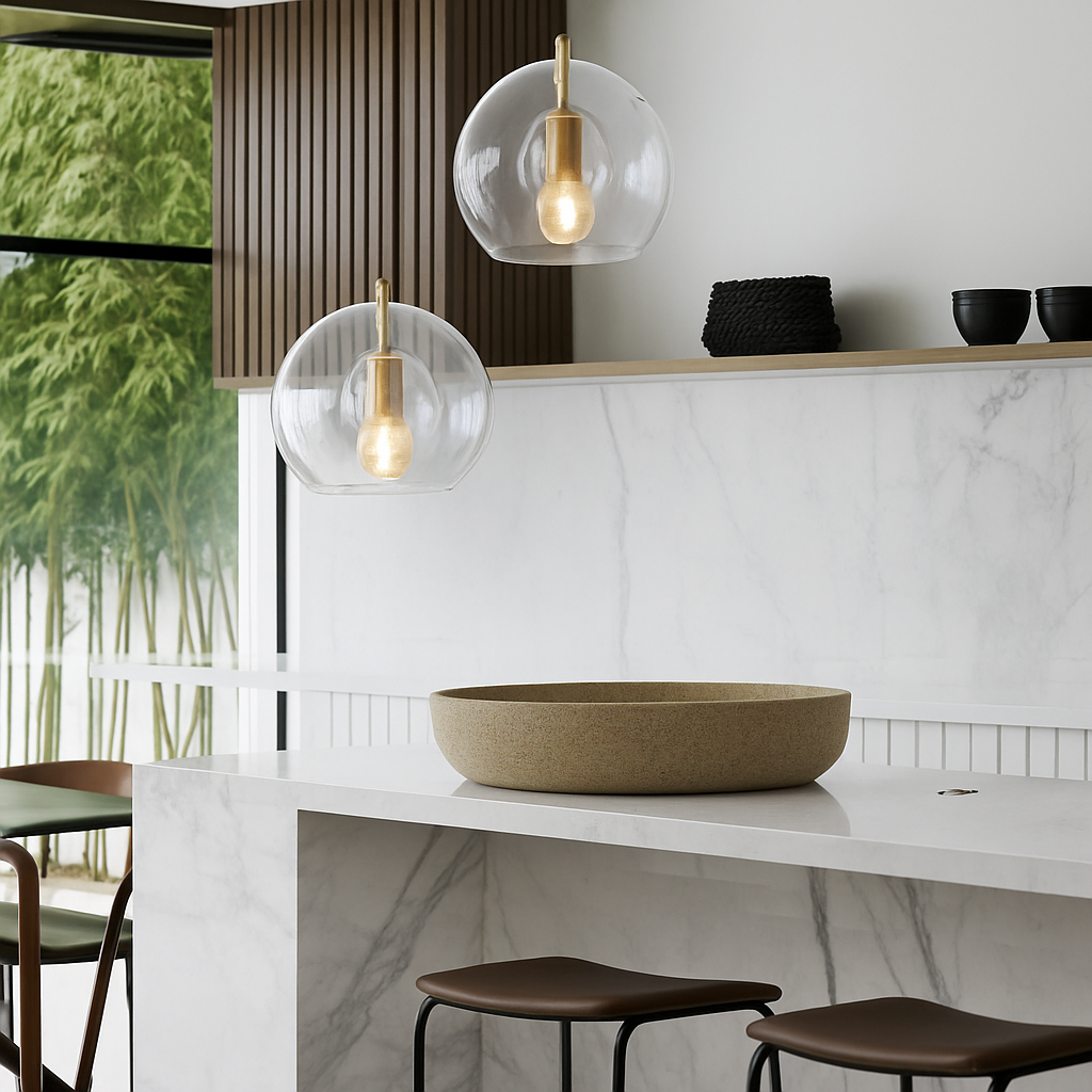 Industrial design glass pendant light, simple and modern - vue 3 sur 15