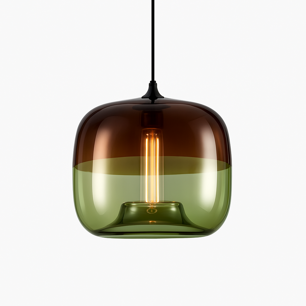 Coloured glass designer LED pendant apple - vue 3 sur 5