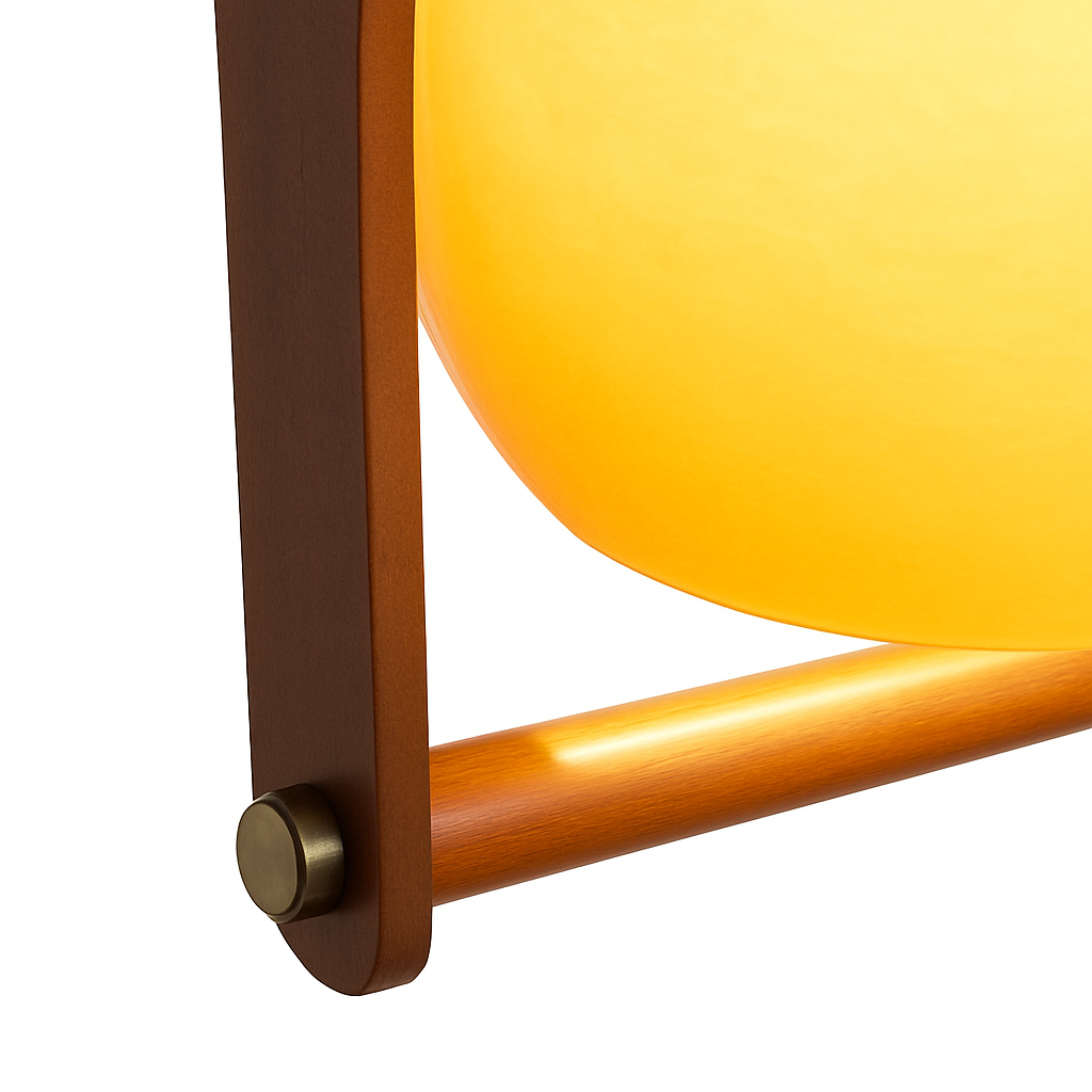 Height adjustable glass and dark wood pendant light, modern style - vue 6 sur 8