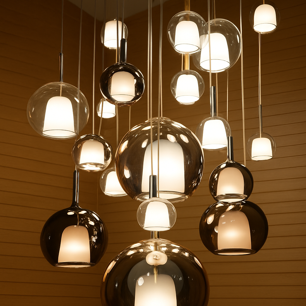 Modern glass pendant light for decorative indoor lighting - vue 3 sur 10