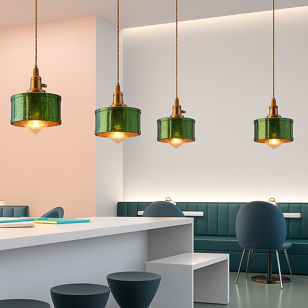 Scandinavian green glass pendant light - vue 6 sur 30