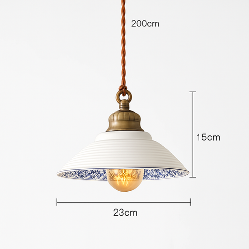 Loft style vintage flower pendant lamp in ceramic - vue 3 sur 14