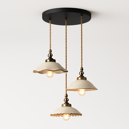 Loft style vintage flower pendant lamp in ceramic