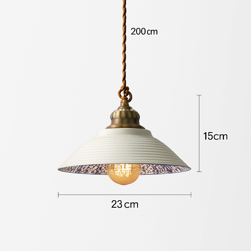 Loft style vintage flower pendant lamp in ceramic - vue 8 sur 14
