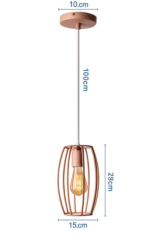 Modern rose gold cage pendant light loft style e27 - vue 13 sur 27