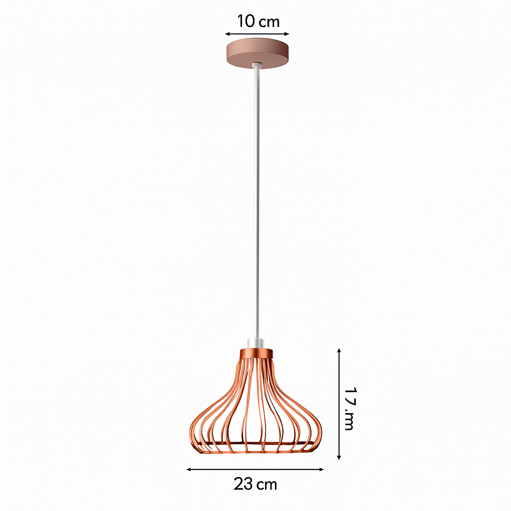 Modern rose gold cage pendant light loft style e27 - vue 16 sur 27