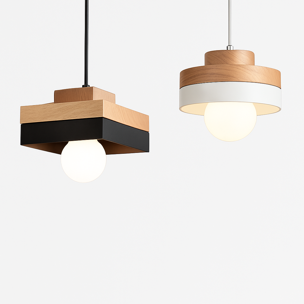 Wooden LED pendant light (square or round)