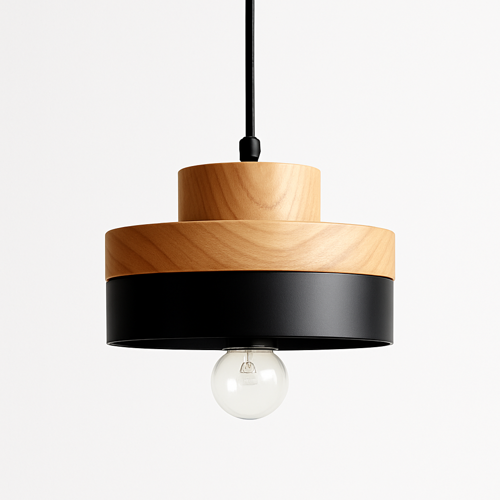 Suspension LED en bois (carré ou rond) - vue 4 sur 8
