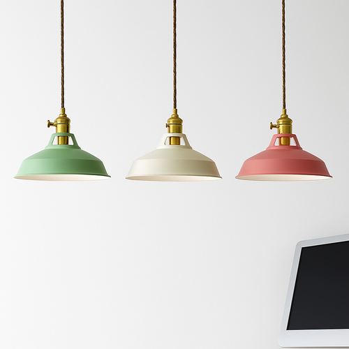 Coloured metal LED pendant light loft - vue 3 sur 11