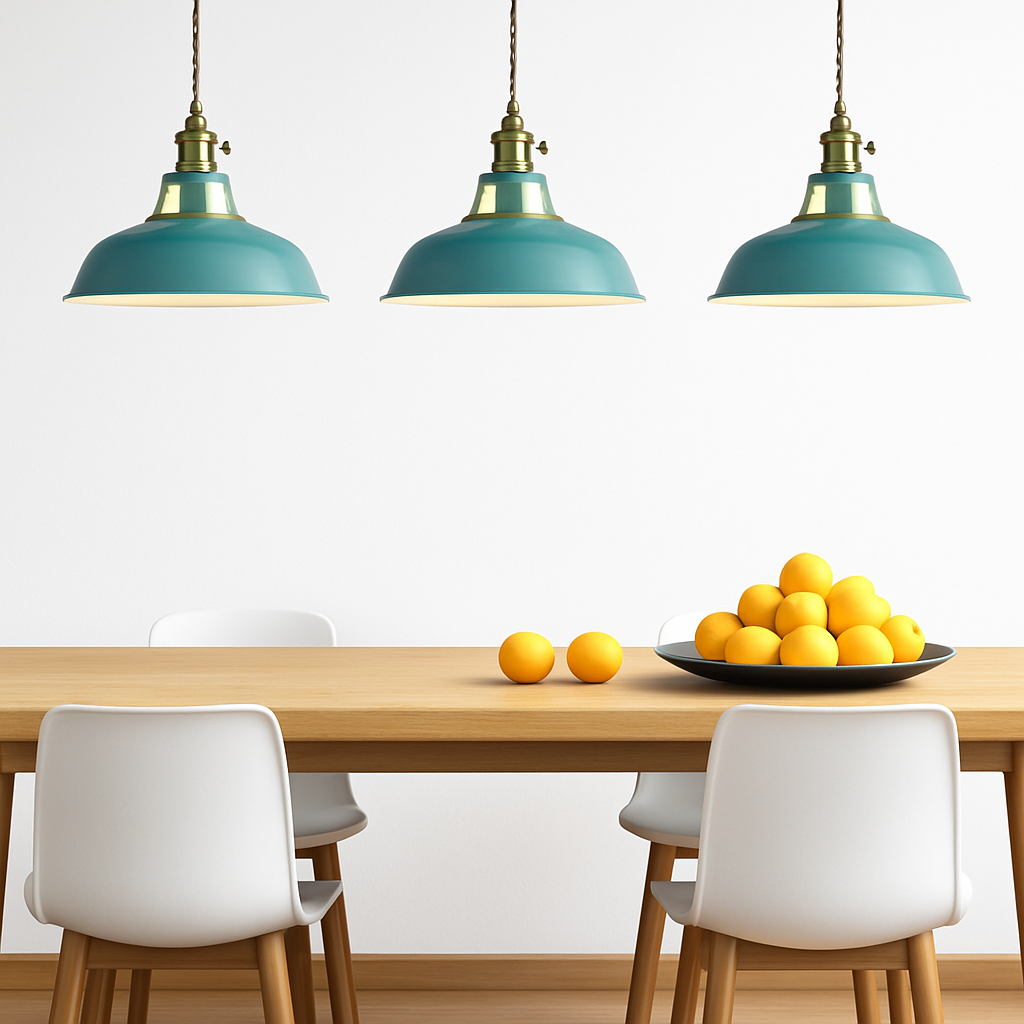 Coloured metal LED pendant light loft - vue 4 sur 11